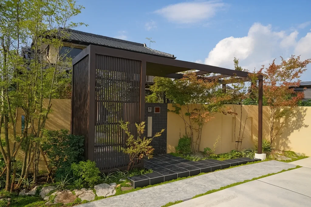 LIXIL施工コンクール金賞を受賞した和モダン門まわりと植栽のエントランスデザイン